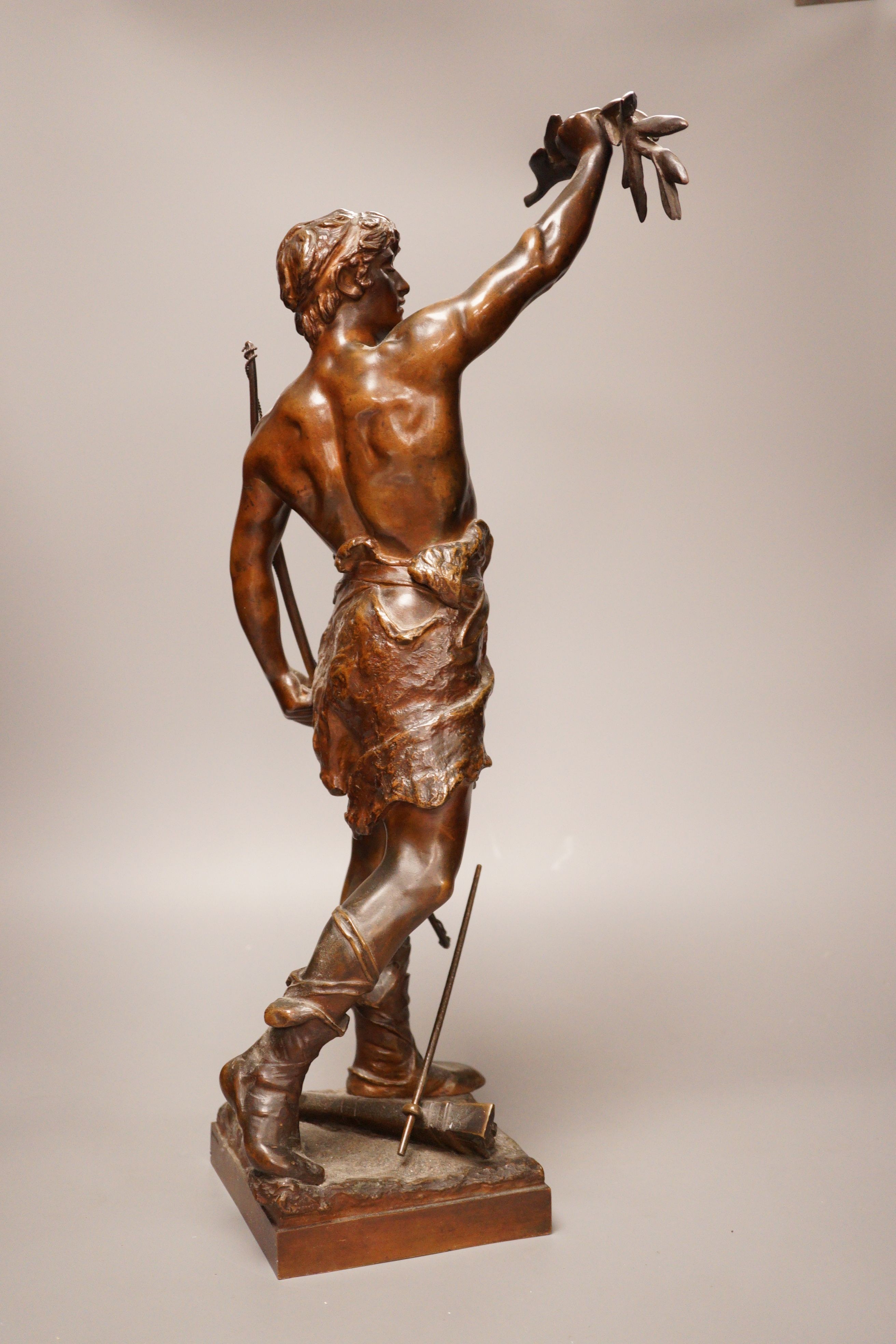 Eugène Marioton (1857 - 1933) a bronze figure, Vainqueur, 54cm